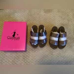 Corkys Women's Sandals - Metallic Silver and Tan